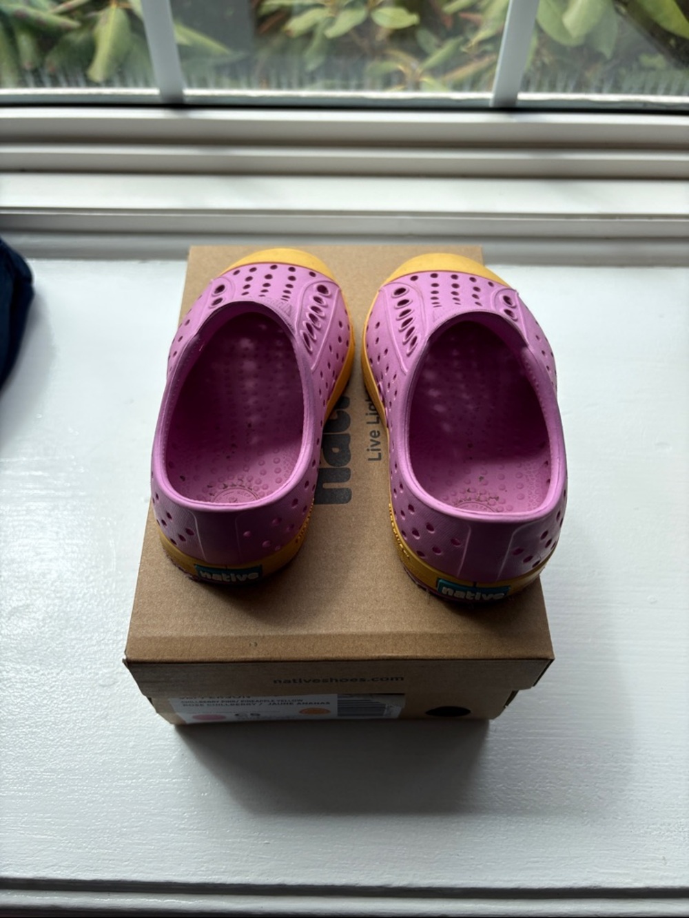 Native Kids Slip-On Clogs in Pink and Yellow